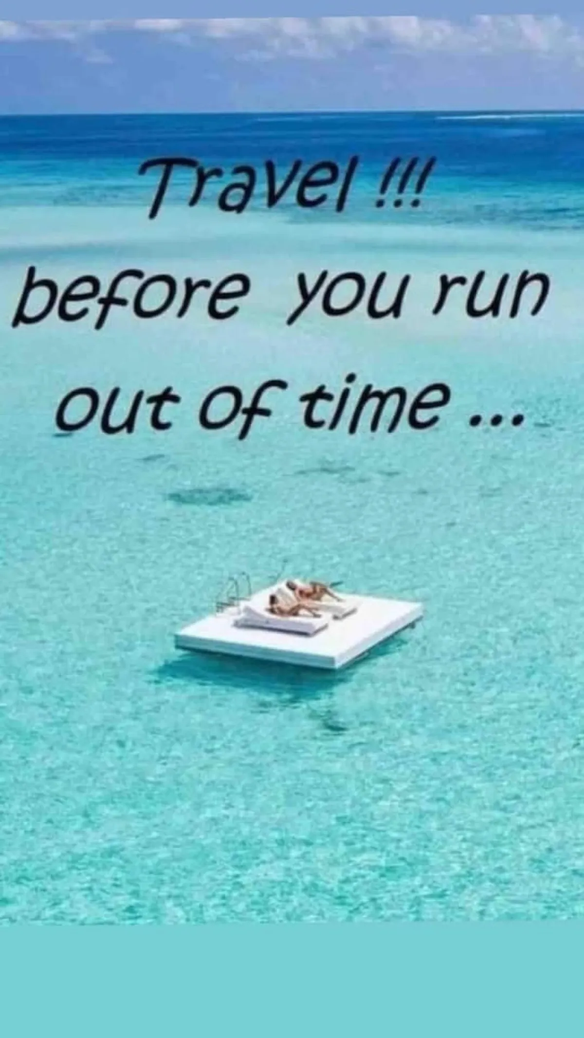 This image features a floating platform on tranquil turquoise water, with two individuals lounging and enjoying the peaceful surroundings. The scene evokes a sense of exclusivity and luxurious escape, emphasizing access to beautiful, serene outdoor spaces.